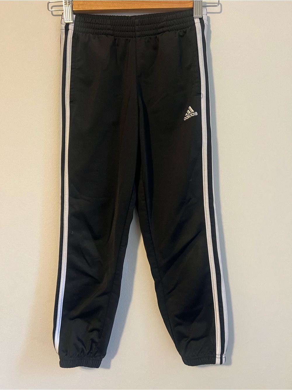 adidas Black Jogger Sweatpants with White Side Stripes